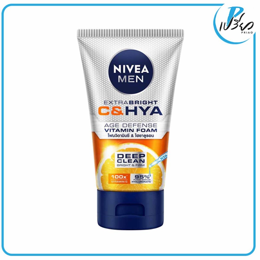 NIVEA นีเวีย เมน เอ็กซ์ตร้า ไบรท์ ซีแอนด์ไฮยา เอจ ดีเฟนซ์ วิตามิน วอช โฟม 100 มล.