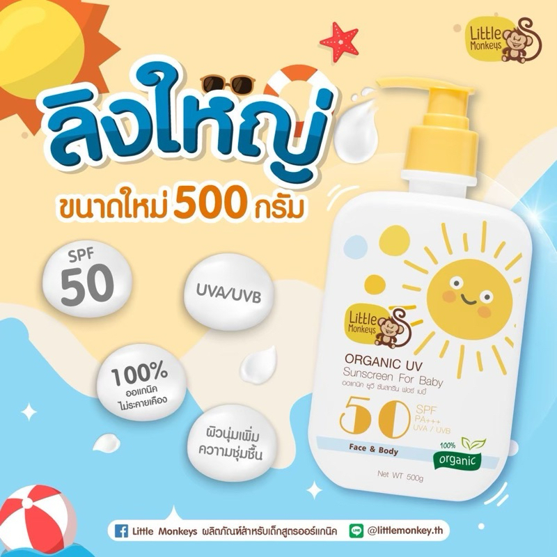 กันแดดลิงยักษ์ กันแดดลิงน้อยขนาดใหม่ ไซส์ใหญ่คุ้มมาก! กันแดดสำหรับเด็ก