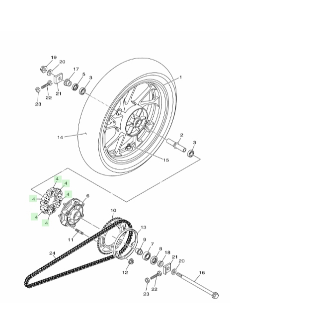 ยางดุมหลัง รุ่น YZF R15 155, XSR 155 1ชุดมี6ชิ้น