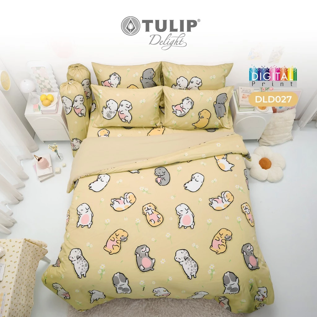 TULIP Delight หมาจ๋า DLD027 Dogplease ลิขสิทธิ์แท้หมาจ๋า ชุดผ้าปูที่นอน ผ้านวม พิมพ์ดิจิตอล