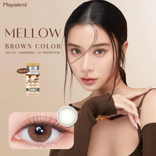 รุ่นเก้า เลนส์ซิลิโคนไฮโดรเจล ⭐️ คอนแทคเลนส์ Mellow Brown / Gray (Mayalens) ขนาดกลาง 💙 ค่าอมน้ำสูง