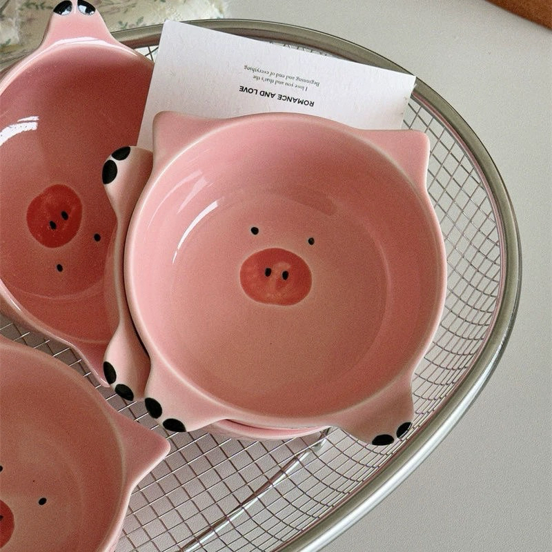 ถ้วยน้ำจิ้ม หมูชมพู ~ Big Pink Pig~ ถ้วยเซราฃมิค รูปสัตว์ ถ้วยอาหารสัตว์