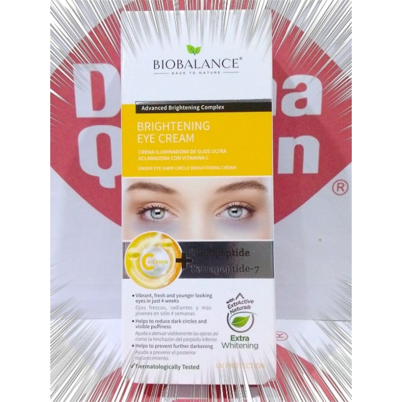 🔥โละ🔥 BIOBALANCE BRIGHTENING EYE CREAM 15 ML อายครีมสูตรเภสัชกร  จบปัญหาใต้ตาคล้ำสะสม