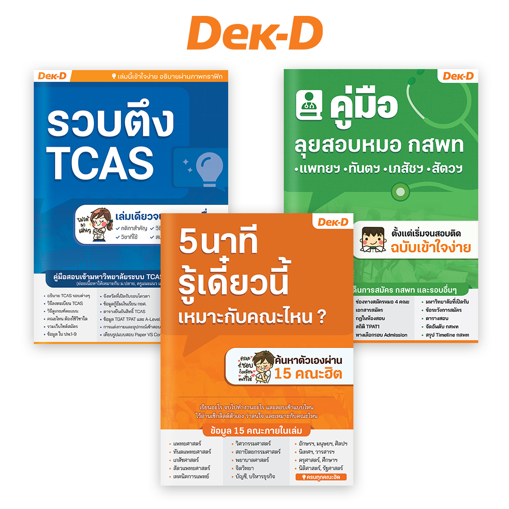 คู่มือ TCAS / ค้นหาคณะที่เหมาะกับเรา / หนังสือแนะแนวการศึกษา TCAS / คู่มือ ลุยสอบหมอ กสพท