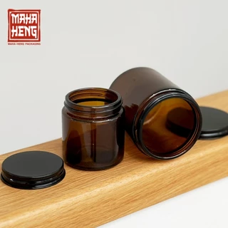 แก้วเทียนหอม โหลเทียนหอม กระปุกใส่น้ำพริก โหลแก้วสีชา 100/250ml พร้อมจัดส่ง มหาเฮง บรรจุภัณฑ์