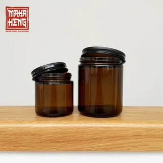 แก้วเทียนหอม โหลเทียนหอม กระปุกใส่น้ำพริก โหลแก้วสีชา 100/250ml พร้อมจัดส่ง มหาเฮง บรรจุภัณฑ์
