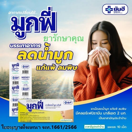 มูกฟี่ ยันฮี แก้แพ้ ลดน้ำมูก แก้ผื่น แก้คัน 10เม็ด โปรโมชั่น