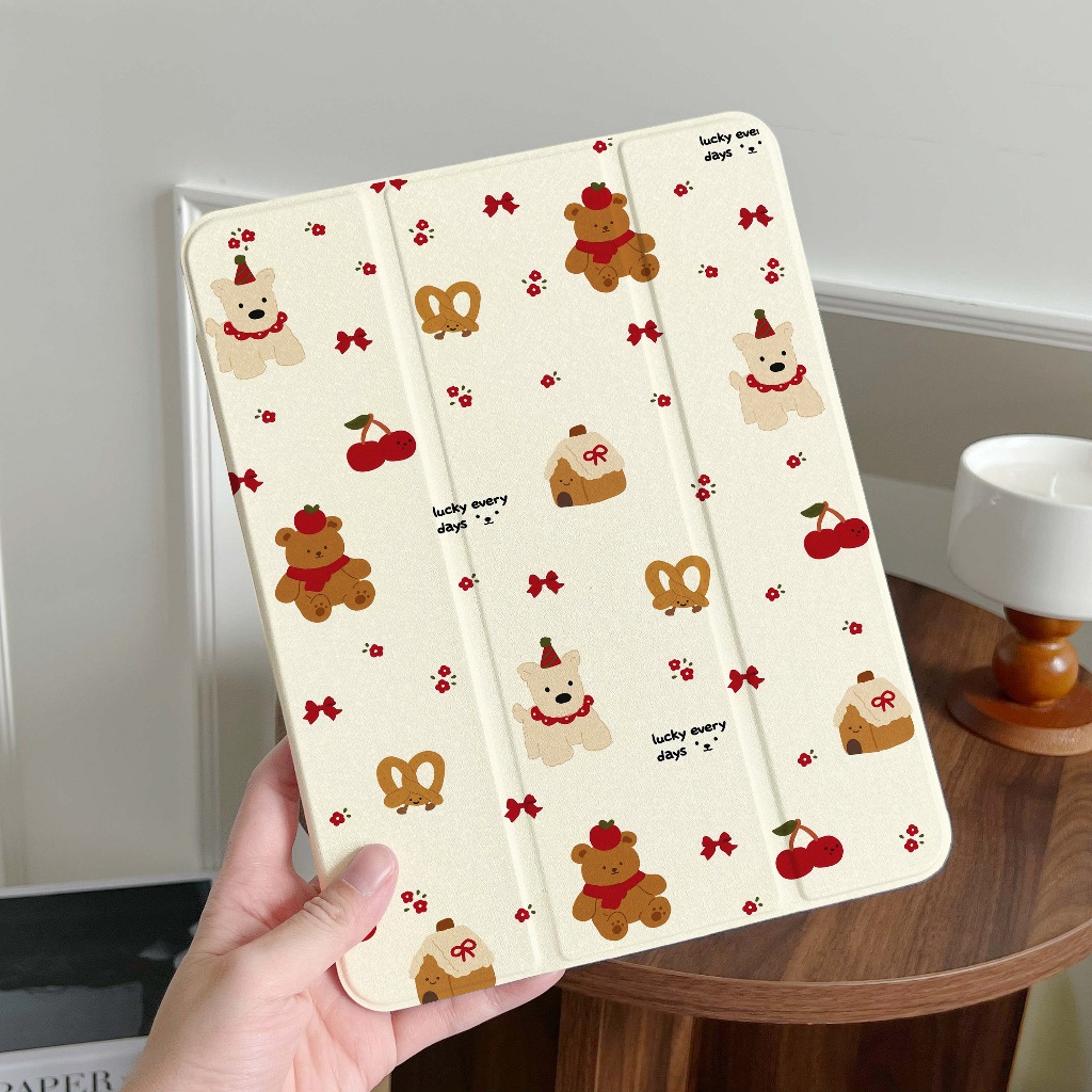 พร้อมส่ง case iPad Gen10 Air6 11 MINI7 Pro11 2024 ที่ใส่ปากกา ลูกสุนัขเชอร์รี่ฤดูหนาว เคสไอแพด Gen9