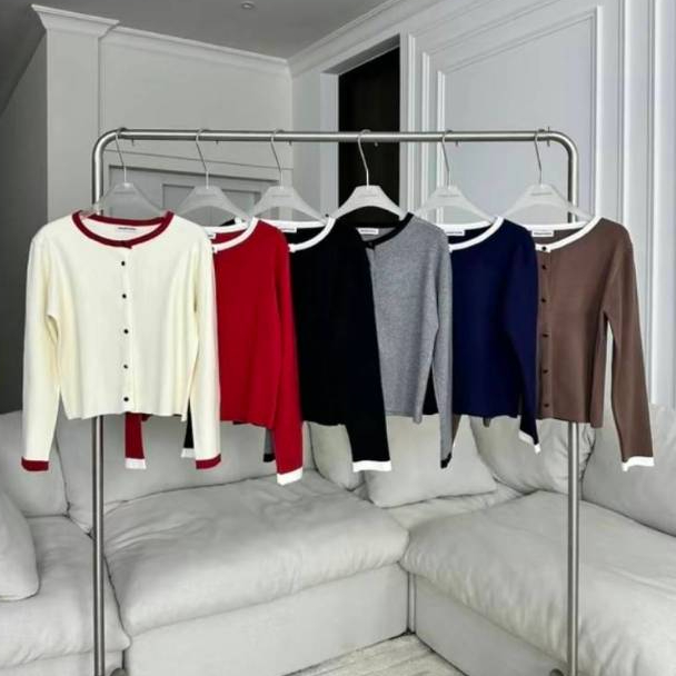 PTM2216 Cardigan แต่งขอบ PROMTHONG