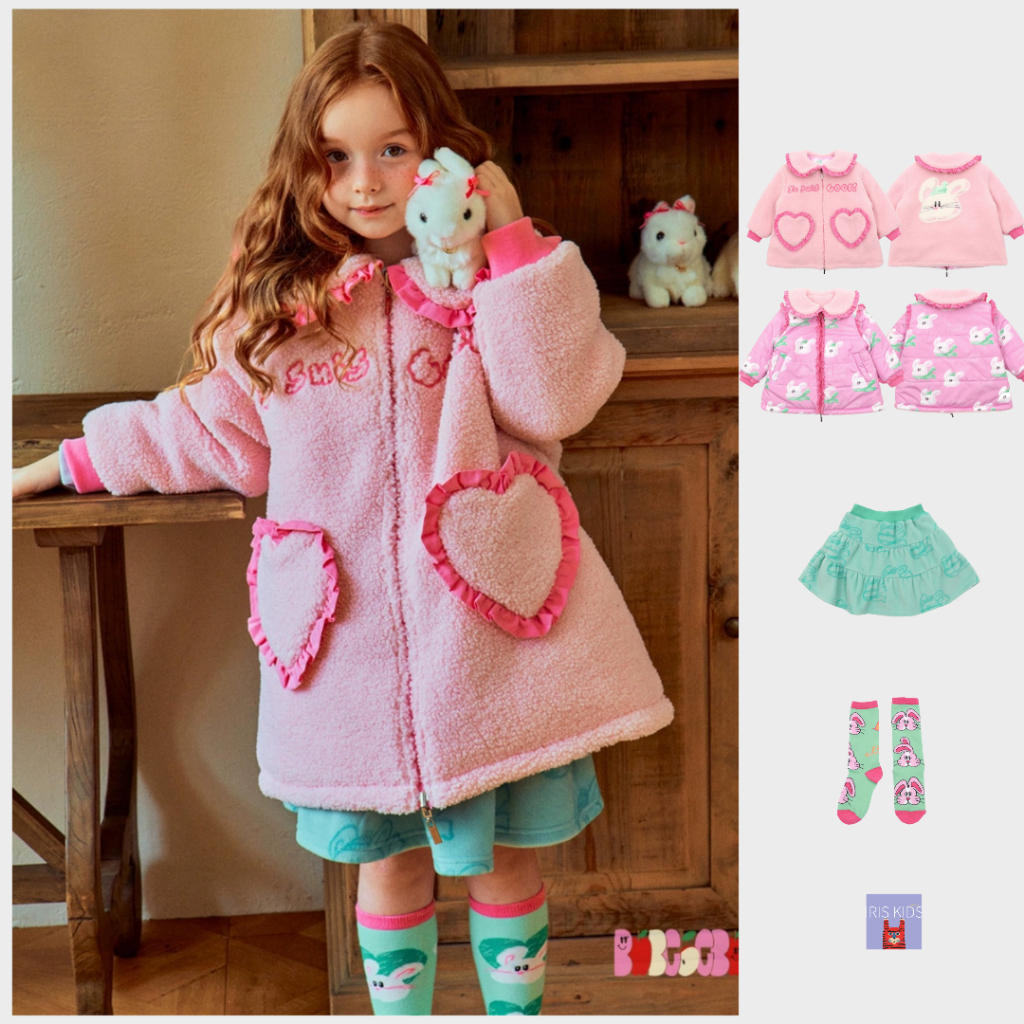 IRIS KIDS ของแท้ ลายกระต่าย เสื้อโค้ท/กระโปรงบุขน (กันหนาวได้ถึง -10°C) สำหรับเด็ก 1-12 ปี