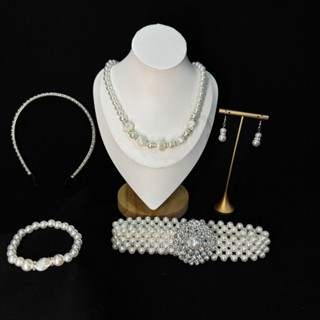 ชุดเซ็ตไข่มุก สร้อยคอเด็ก เข็มขัด คาดผม แฟชั่นสวยงาม ผู้ใหญ่…