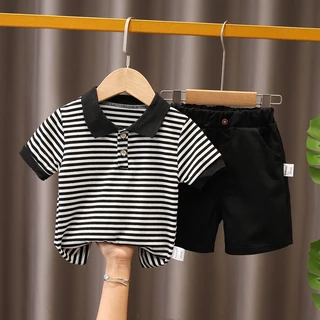 (ส่งจากไทย) ชุดเซ็ทเสื้อผ้าเด็กคอโปโล ลายน่ารัก ใส่สบาย เด็กผู้ชาย