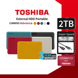Toshiba External (2TB)USB 3.2 SuperSpeed, HDD 2.5 รุ่น (Canvio Advance V10)Security/Auto-backup
