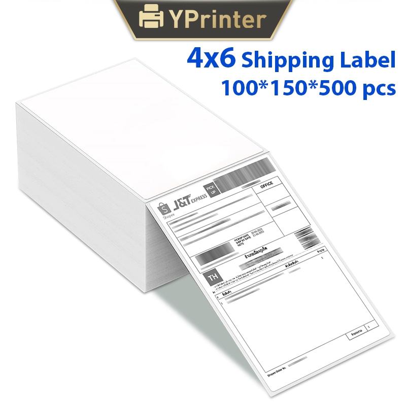 [100x150x500ใบ] กระดาษสติกเกอร์แบบพับ 4x6 Fanfold Thermal Label Sticker ปริ้นใบปะหน้าพัสดุ เหมาะสำหรับขนส่งทั่วไป