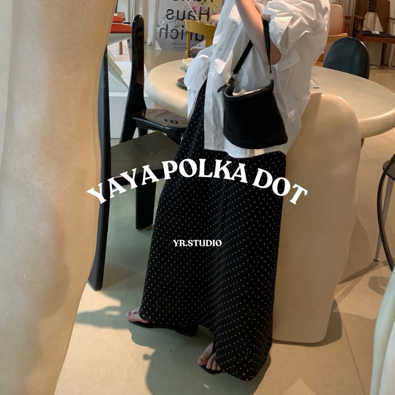 YAYA POLKA DOT กระโปรงยาวเเต่งลายจุดผ้าดีมากๆ ใส่พลางหุ่น สุด