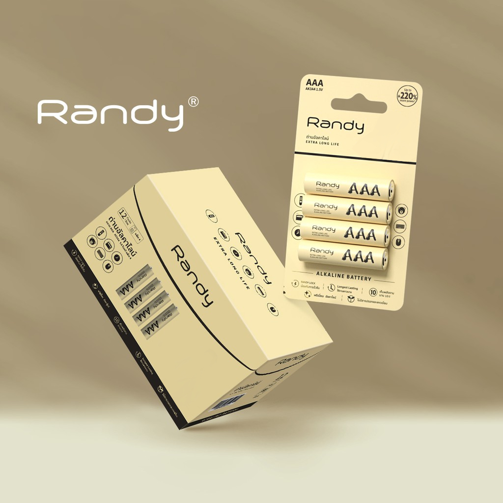 [6แผงแถม6แผง]Randy Alkaline Manganese Battery ถ่าน อัลคาไลน์ แมงกานีสAA  AAA D แบตเตอรี่ ความจุสูง ถ่านวิทยุ ถ่านของเล่น