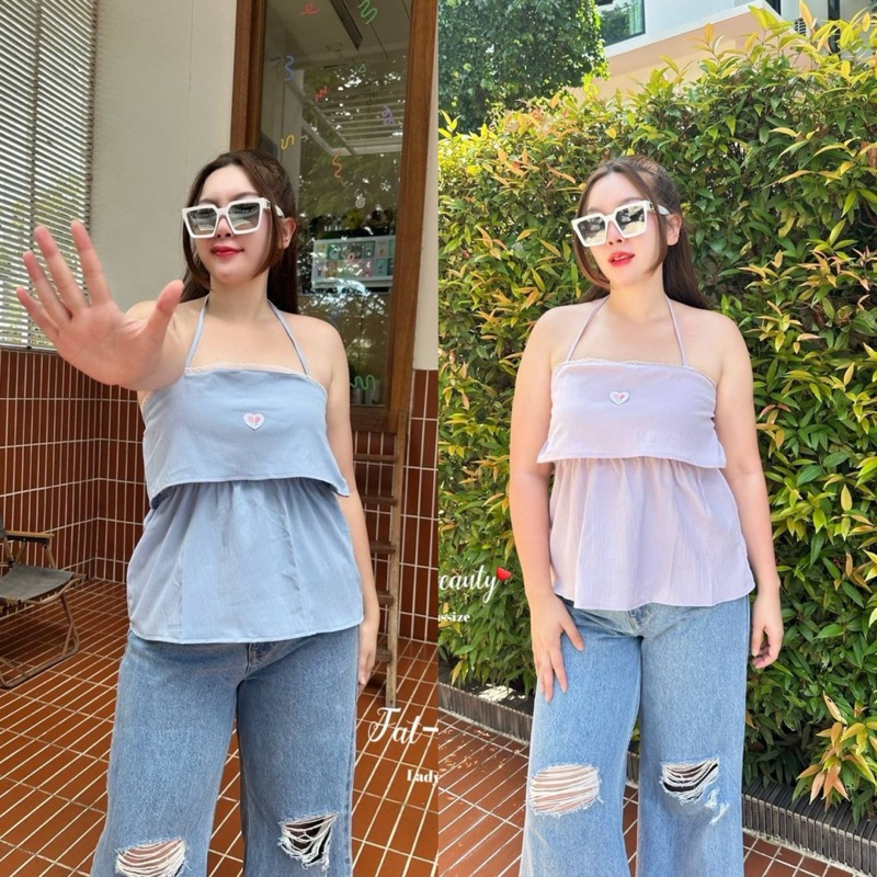 เสื้อสายเดี่ยว สายเดี่ยวสาวอวบ อก40-50นิ้ว Freesize