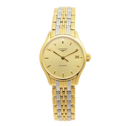 LONGINES Luya series หน้าปัดทองสำหรับผู้ชายและผู้หญิงสายทองสีเงินสายสแตนเลสนาฬิกาอัตโนมัติ 25mm