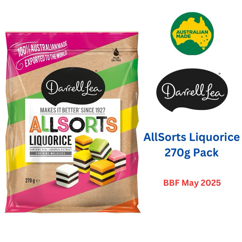 Liquorice Allsorts Darrell Lea 270g Pack (BBF May 25)