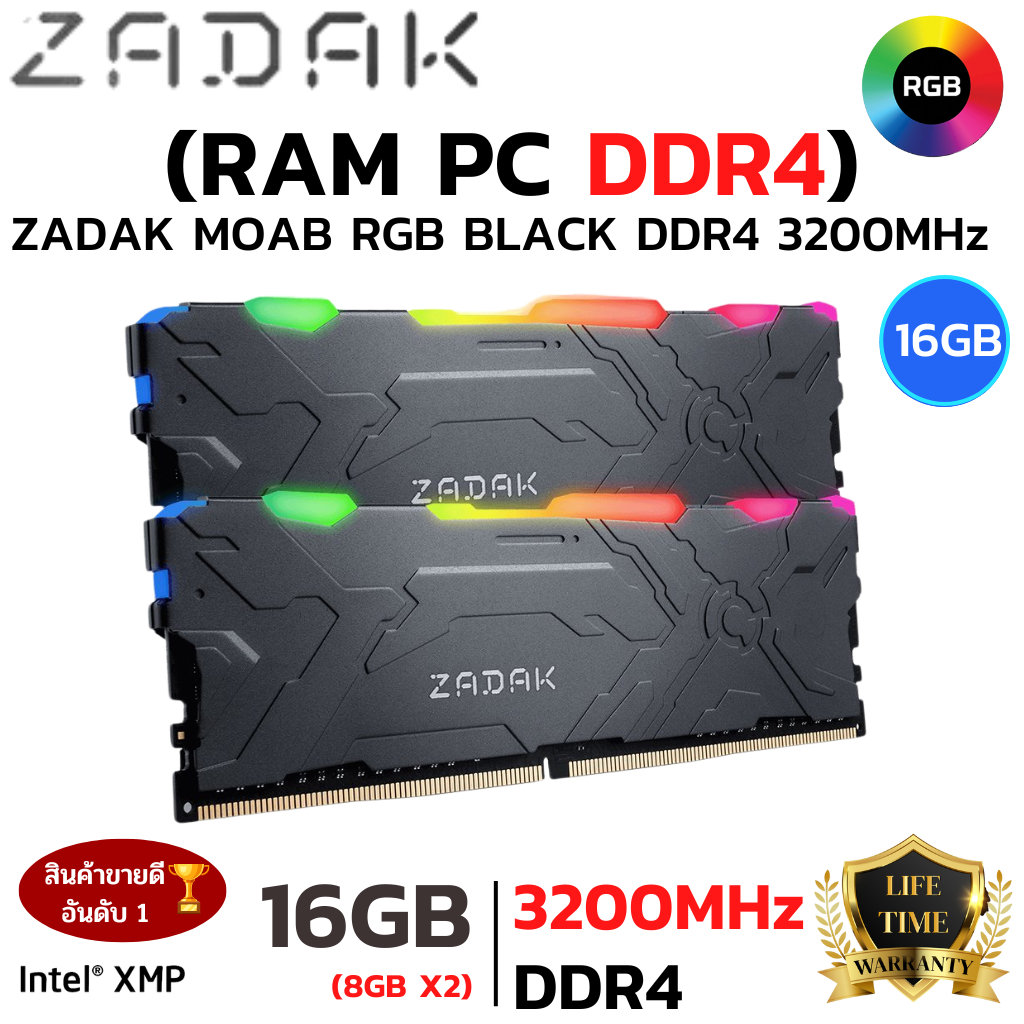 RAM 16GB (8GBx2) DDR4 3200MHz RAM (หน่วยความจำ) ZADAK MOAB RGB