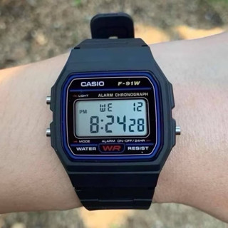 นาฬิกาข้อมือคาสิโอ นาฬิกาแฟชั่น Casio สายเรซิ่น รุ่นF91