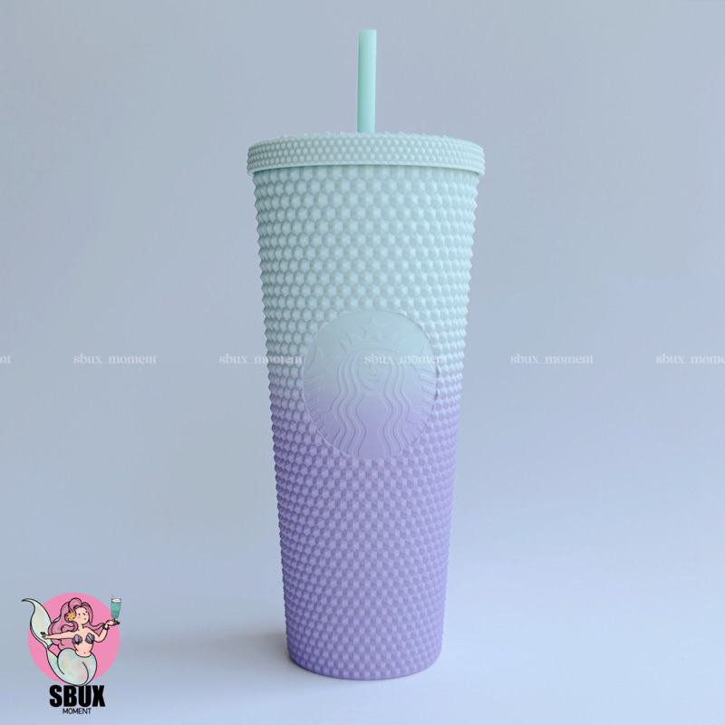 แก้วหนามสตาร์บัคส์ Starbucks Taiwan ombré matte purple cyan gradient studded 24oz