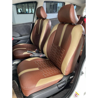 ชุดหุ้มเบาะสวมทับ Honda Jazz GE 2008-2013 ลายสปอร์ตสีน้ำตาลเ…