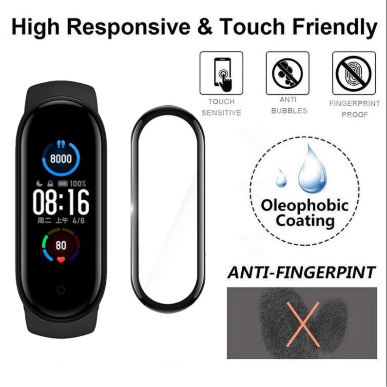 Anti Scratch/Screen Guard/Screen Protector 3D เฉพาะสำหรับ Xiaomi Mi Band 6 / Mi Band 5/7/8/9/10(ขนาดเดียวกัน)