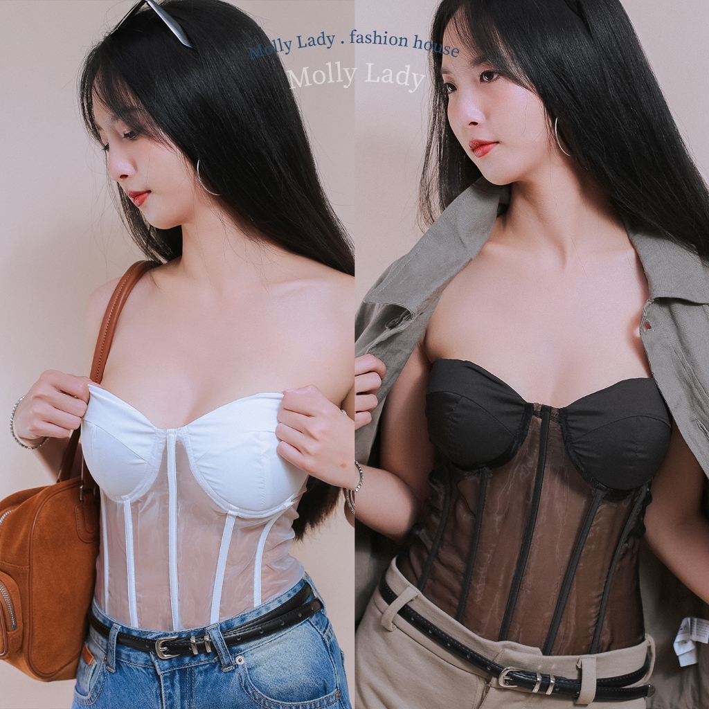 เสื้อเกาะอกผ้าแก้วแบบร้อยเชือก โครงแข็ง มีฟองน้ำ/Glass fabric strapless bra
