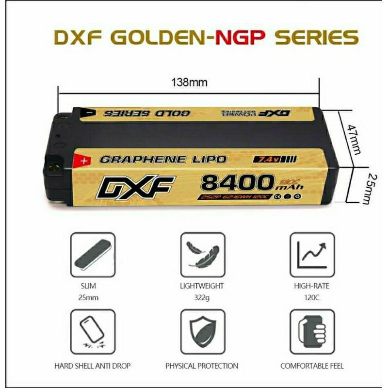 DXF 8400mah 7.4V(2S) / 11.1V(3S) / 14.8V(4S) 100C /120C Hardcase รถ บังคับ รถ มอเตอร์ไซด์