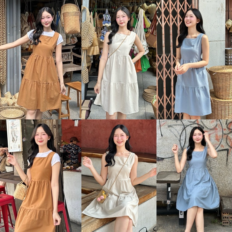 KORRA ·͜·♡เดรสขนมชั้นผ้าลินิน🌻งานซิปหลัง✨มีกระเป๋าล้วงสองข้าง มีโบว์มัดหลัง📸น่ารักตะมุตะมิมากก🤎