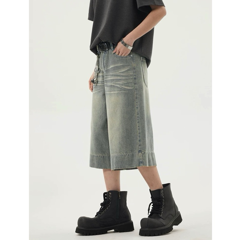 กางเกงยีนส์ขาสั้นผู้ชาย fade jorts