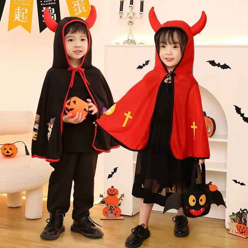 🎃พร้อมส่ง👻 ชุดฮาโลวีน ผ้าคลุมฮาโลวีน 90-150cm Haloween เสื้อคลุมเดวิล Devil