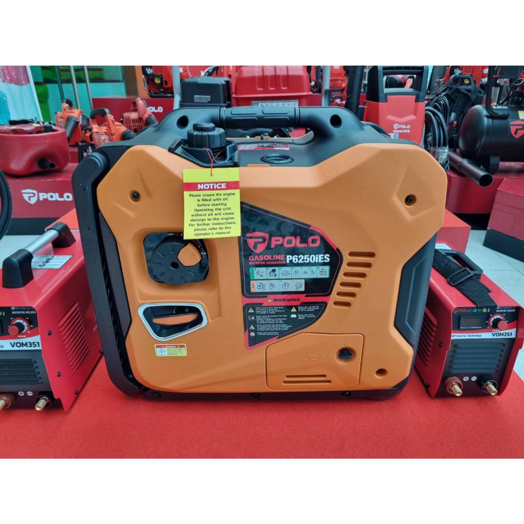 POLO เครื่องปั่นไฟเบนซินระบบ Inverter (รุ่นเสียงเงียบ) กำลังไฟ 5.0 กิโลวัตต์ รุ่น P6250iES ถังน้ำมัน
