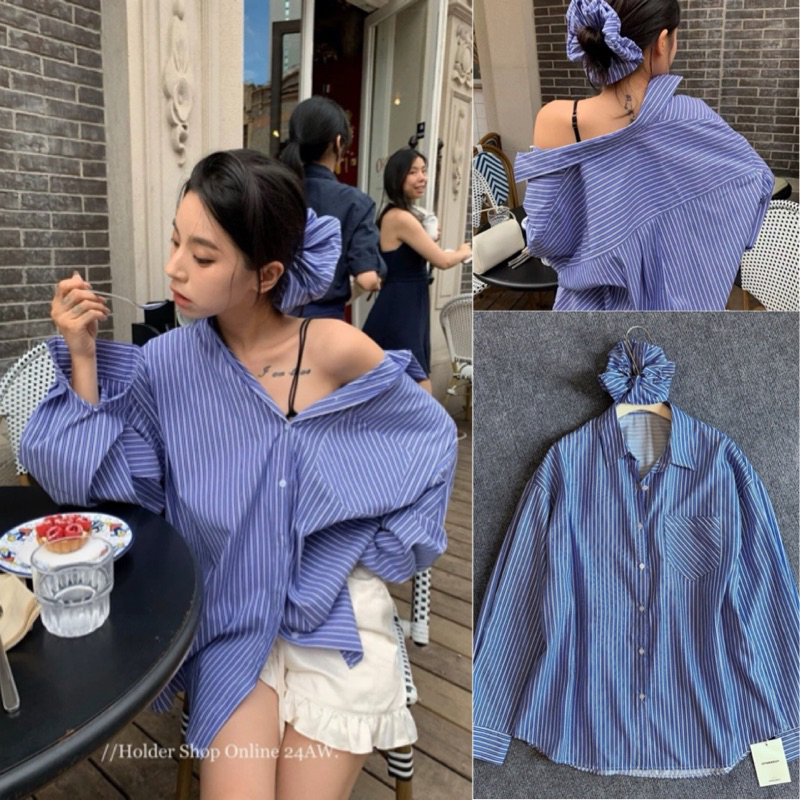 พร้อมส่ง🔆เสื้อเชิ้ตแขนยาวพร้อมโดนัทมัดผมป้าย🏷️ONSEASON