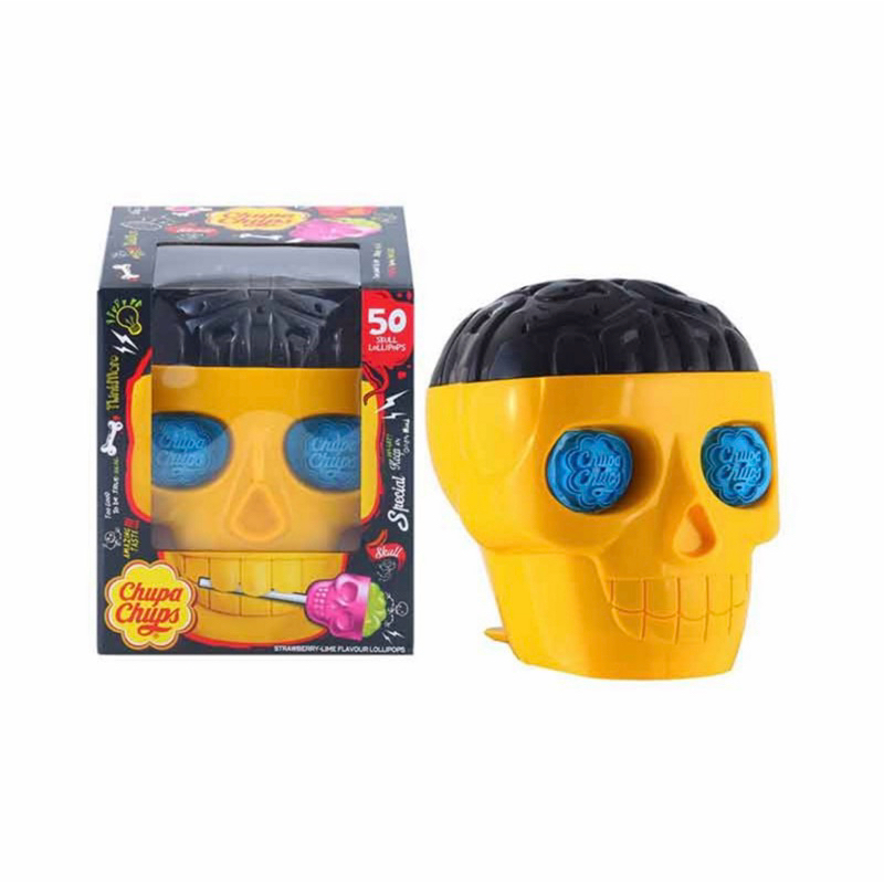 พร้อมส่ง🌈💛🩵สีใหม่‼️🍭🎃Chupa Chups 3D Skull หัวกะโหลก จูปาจุ๊ปส์ ChupaChups จูปาจุ๊บ หัวกระโหลก เหลือง