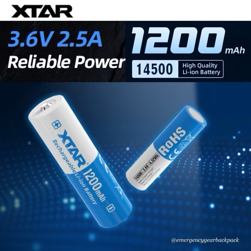 XTAR 14500 1200mAh 3.6V 2.5A Li-ion Rechargeable Battery
