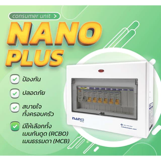 Nano ตู้คอนซูมเมอร์ ตู้คอนซูเมอร์ ยูนิต NN-CM NNP-CR CONSUMER UNIT NANO PLUS 2 ช่อง เมนเบรคเกอร์ธรรมและ กันดูด RCBO NNP