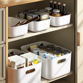 HOMEC กล่องเก็บของ พร้อมฝาปิด กล่องเก็บของพร้อมฝา Storage box พร้อมฝาปิด มีทีจับ น้ำหนักเบา พลาสติกแข็งแรง วางซ้อนกันได้