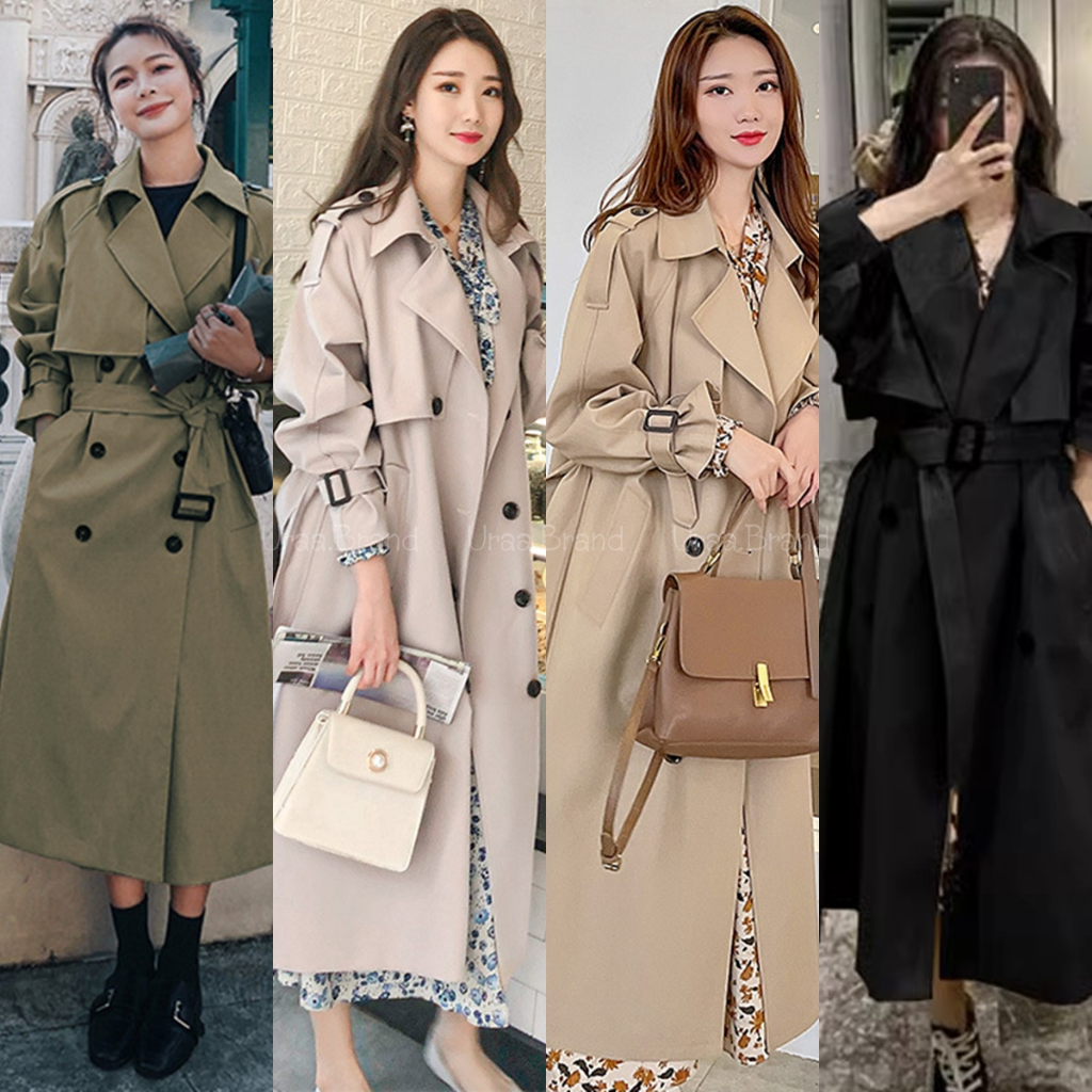 4 สี / XS-XL (พร้อมส่ง) เสื้อโค้ท เทรนช์โค้ท โค้ท รุ่น โค้ทยาว พร้อมเข็มขัด Trench Coat Youknow ผ้ายับยาก รีดง่าย สวยมาก