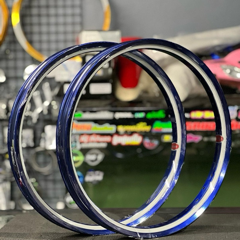 วงล้อ Akront น้ำเงิน 2กษัตย์  ขอบหนาแข็งแรง สีสดสวยเงางาม งานเทียบแท้ Motorcycle มอเตอร์ไซค์