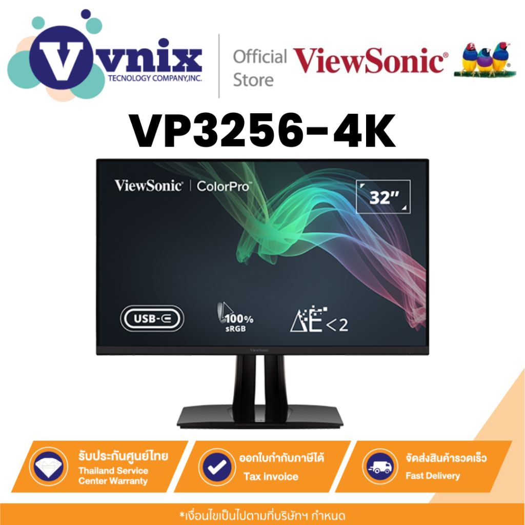 VIEWSONIC VP3256-4K จอมอนิเตอร์ Monitor ColorPro 32" 4K UHD IPS By Vnix Group