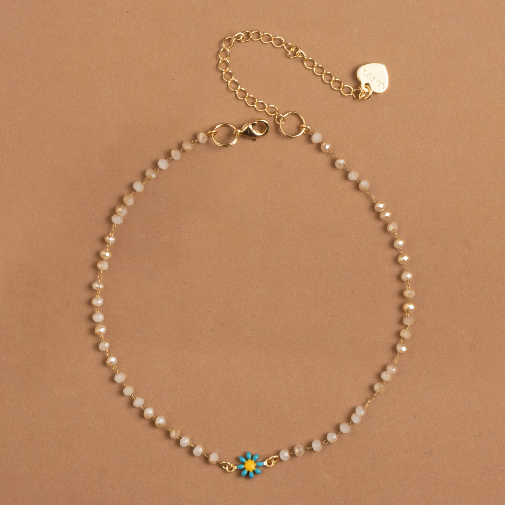 NAKAMOL – FLORAL GOLD ANKLET สร้อยข้อเท้าสีทองจี้ดอกไม้ ราคา ถูกที่สุด ดีลบีเคเค แกลเลอรีภาพที่ 4