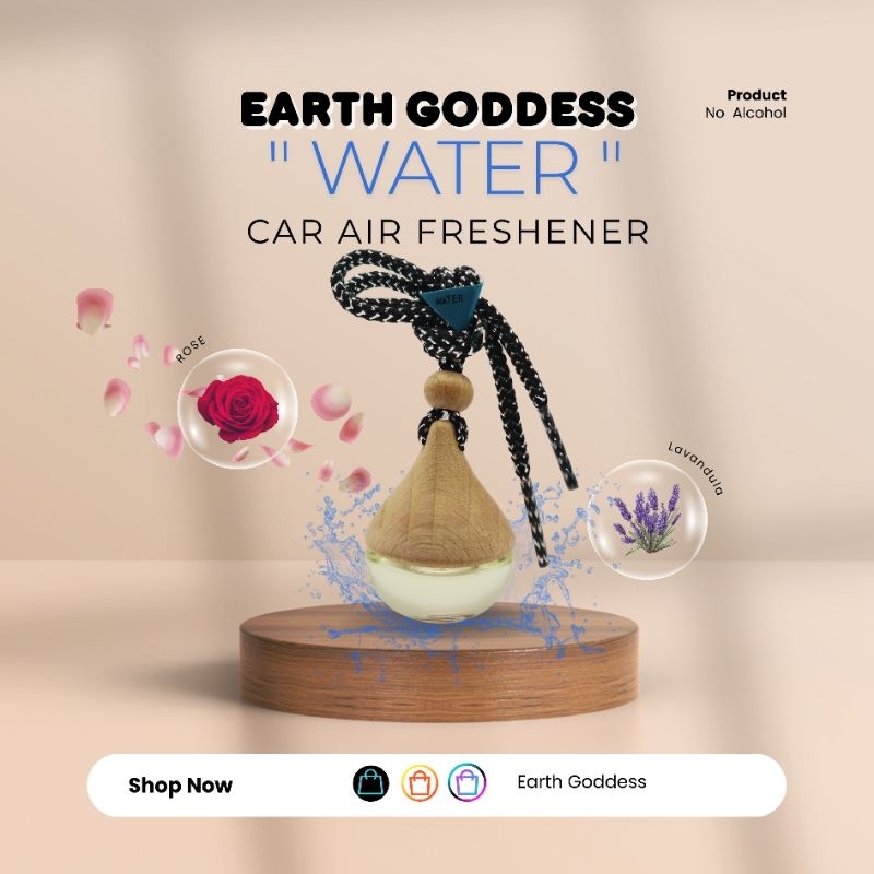 น้ำหอมปรับอากาศในรถยนต์ กลิ่น Water (แบบแขวน) Earth Goddess