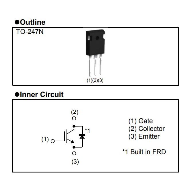 IGBT ไอจีบีที RGTH60TS65GC11  (จำนวน 10ชิ้น) 650V 58A 194W TO-247 ROHM ของแท้100%