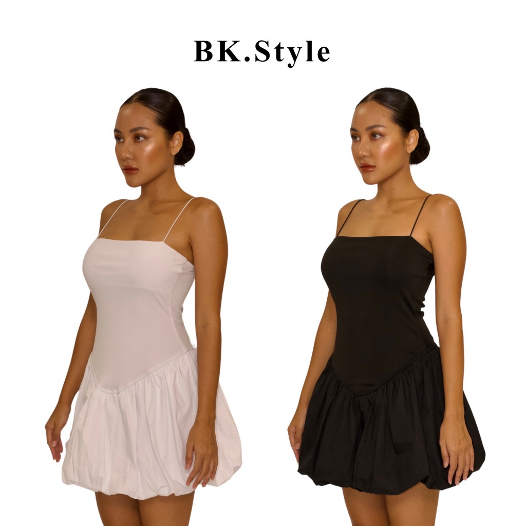 BK STYLE รุ่น izabella เดรสสายฝอ เดรสสั้น กระโปรงบอลลูน