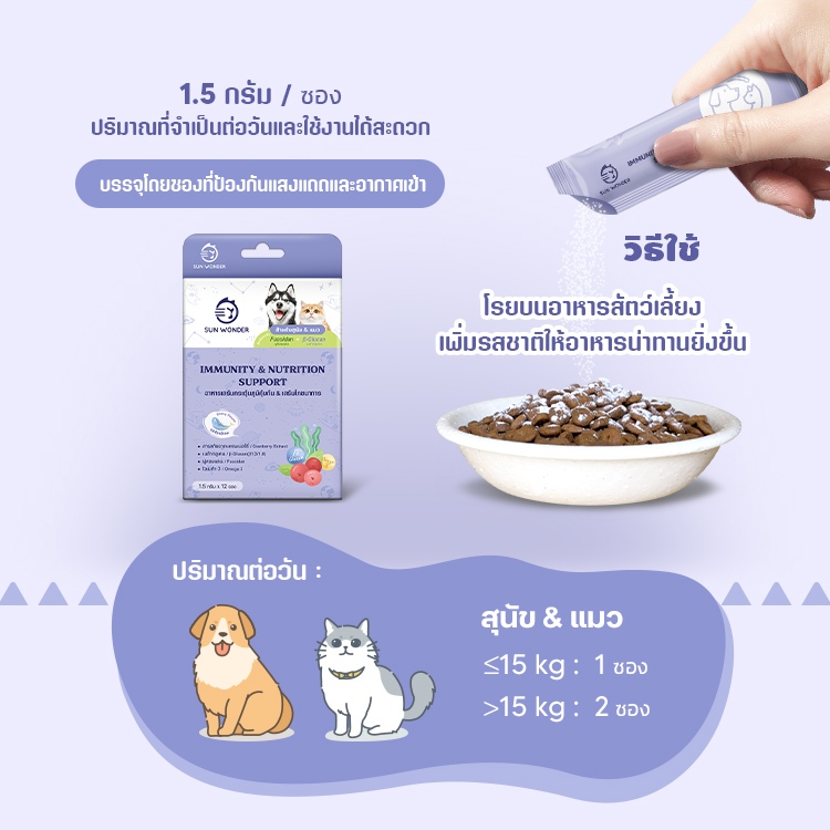 SUN WONDER IMMUNITY & NUTRITION SUPPORT (12 ซอง) อาหารเสริมกระตุ้นภูมิ & เสริมโภชนาการ รสปลาซันมะ - รูปที่ 5