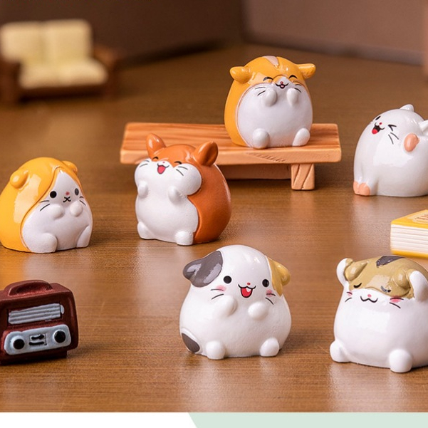 แฮมเตอร์น้อยตัวอ้วนแสนซน(ราคา/1ชิ้น) ตุ๊กตาแต่งสวน จัดสวนถาด โมเดล ตกแต่งบ้าน ของสะสม พร็อพถ่ายรูป