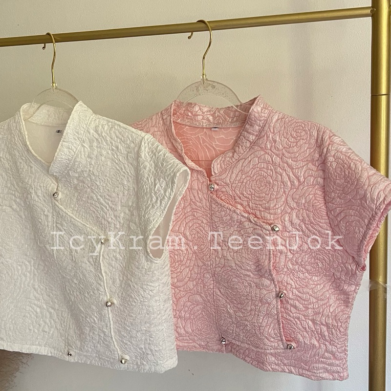 เสื้อไตแขนเลยผ้าแจ็คการ์ดลายกุหลาบ - รูปที่ 7