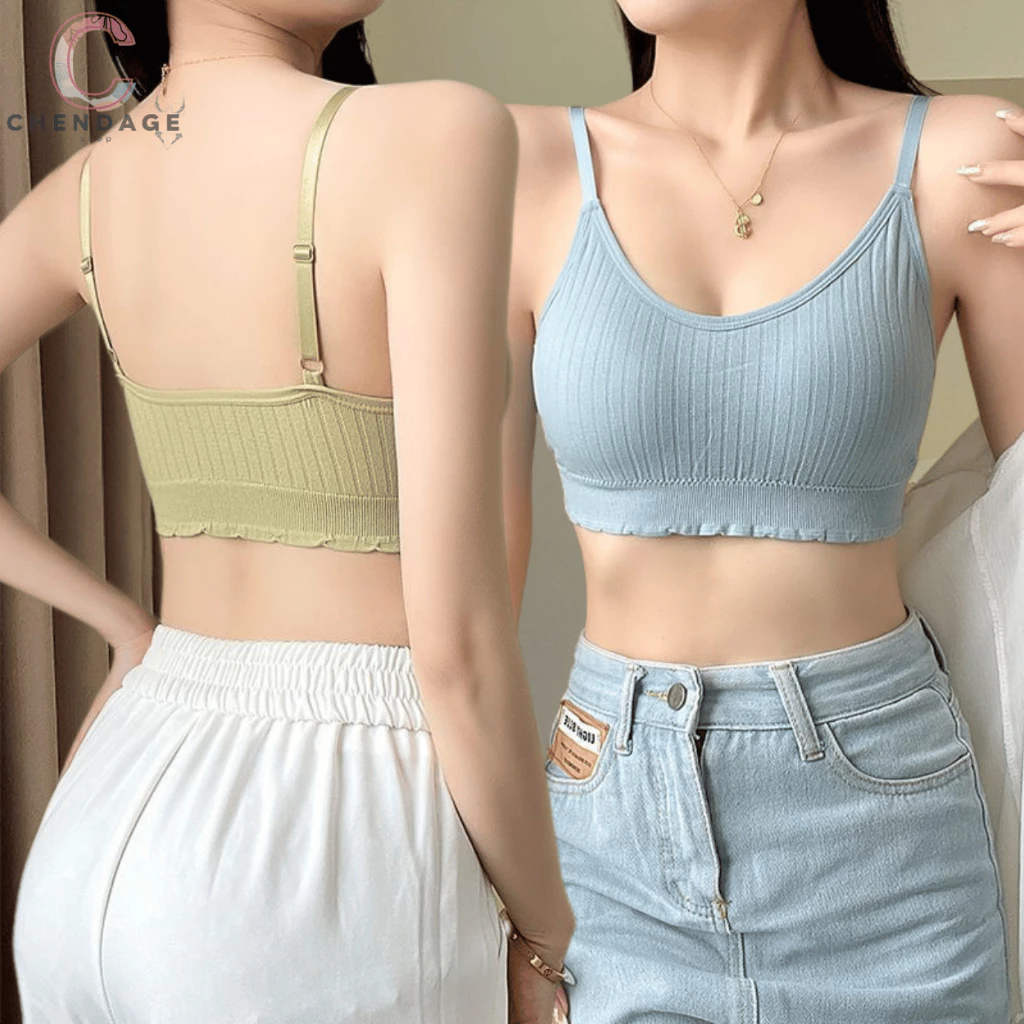 เสื้อชั้นใน เสื้อสายเดี่ยวสปอร์ตบรา B-134 บราไร้โครง ดีไซน์น่ารัก สีสวย ฟองน้ำถอดได้ มีให้เลือกถึง7สี พร้อมส่ง
